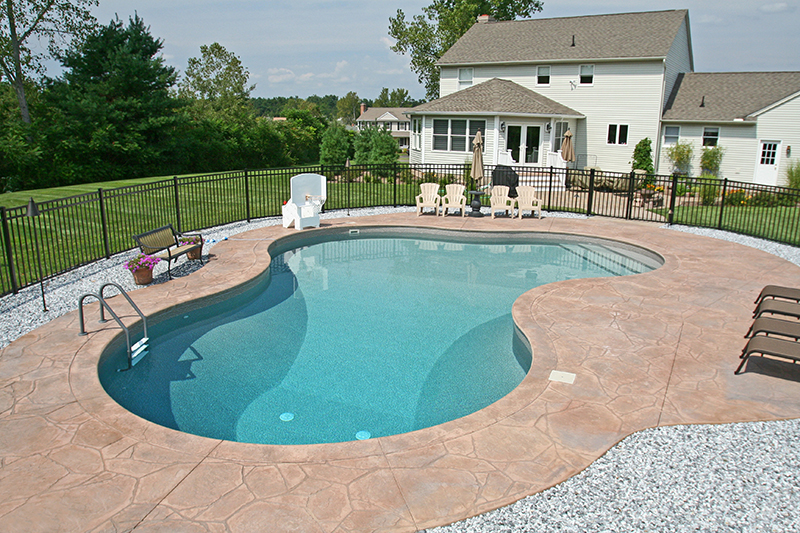 Swimming pool and stamped concrete project example 87